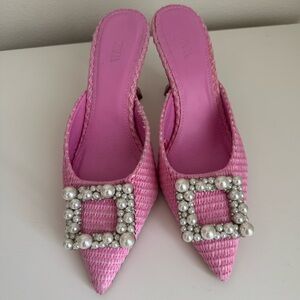 Zara pink woven mules